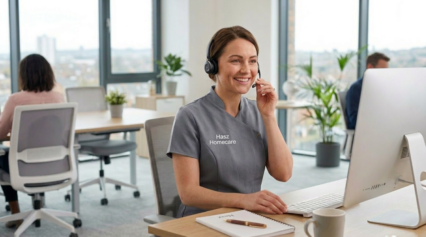 Hasz Homecare Services care coordinator ready to take your call at our office
