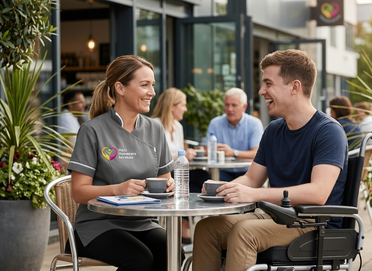 Hasz Homecare Services carer supporting young adult under 65 with community access and social inclusion in